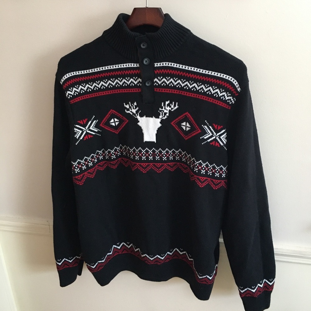 Chaps Ralph Lauren Cotton Button Neck Sweater Sz Large - Picture 2 of 15